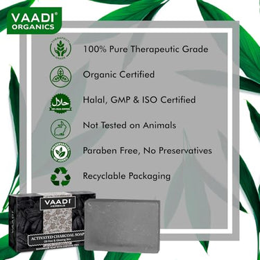 Vaadi Herbals Pvt Ltd Value Pack Of 3 Activated Charcoal Soap (3 X 75 Gms), 75 g